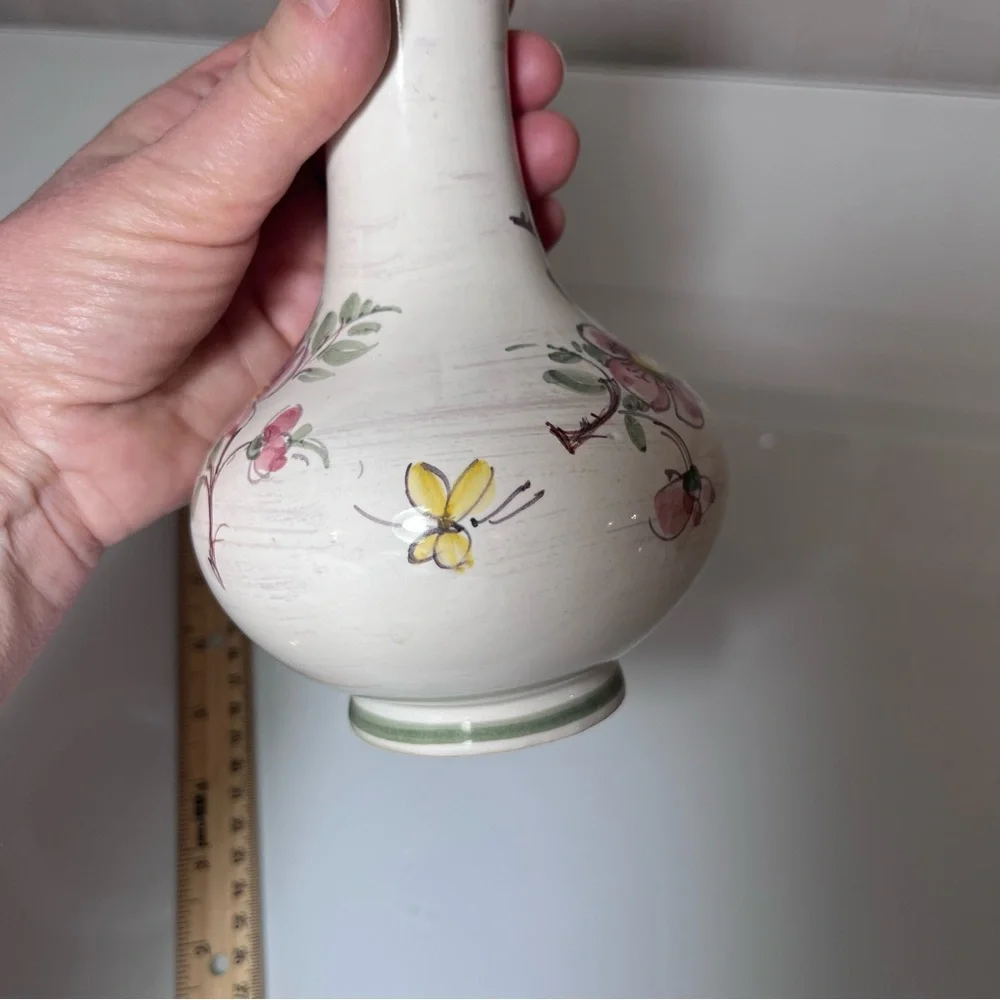 VTG Dumler & Breiden 121 Vase West German Pottery MCM Fat Lava Floral Butterfly